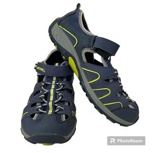 Merrell's ML-B H20 Hiker Sandals Size 7W Textile/Leather Upper Blue/Green